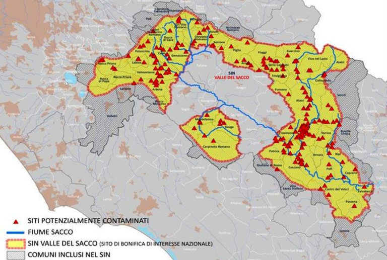 Sin valle del sacco siti inquinati zone interdette frosinone ciociaria veleno