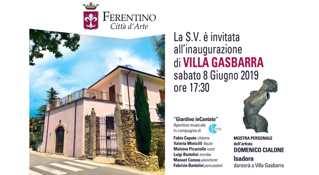 Ferentino, Villa Gasbarra apre ai cittadini: sabato 8 giugno l’inaugurazione