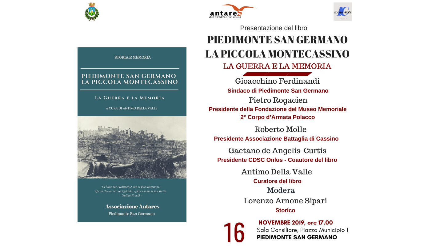 Presentazione libro Piedimonte San Germano la piccola Montecassino 001 attualità cultura libro evento presentazione libro Frosinone Ciociaria Piedimonte San Germano “Piedimonte San Germano la piccola Montecassino” sala consiliare Comune di Piedimonte San Germano guerra memoria memoria storica storia Associazione di Promozione Sociale Antares Onlus Pietro Rogacien Roberto Molle Gaetano De Angelis-Curtis Antimo Della Valle Lorenzo Arnone Sipari Nicola Ruocco Giuseppe Sacco