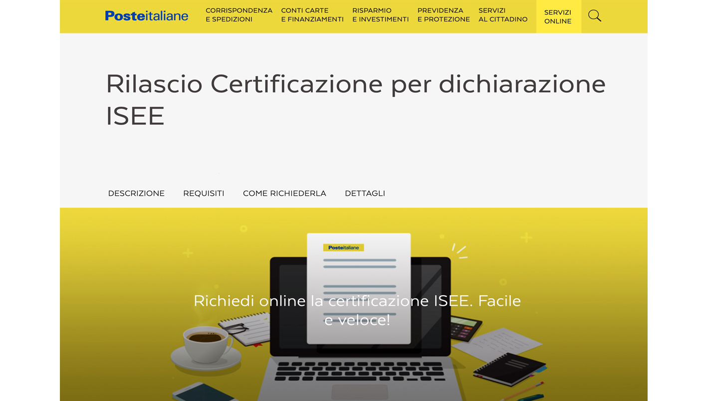 POSTE ITALIANE - RICHIESTA ISEE
