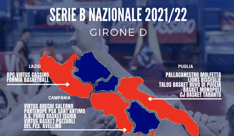 Basket – BPC Virtus Cassino collocata nel girone D con le formazioni campane, pugliesi, calabresi e siciliane