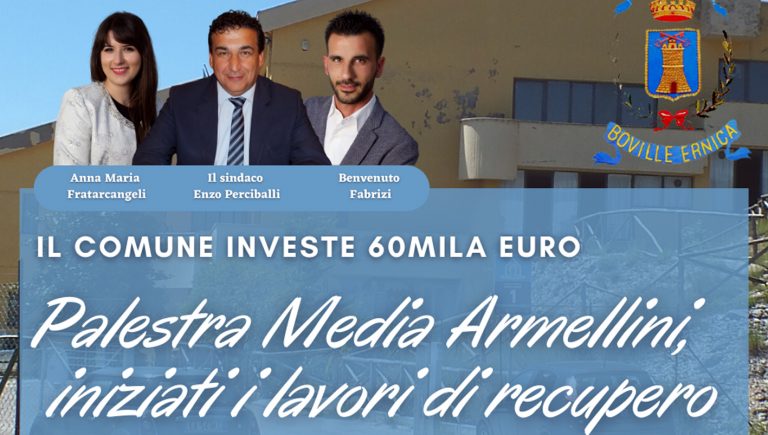 Boville Ernica – Palestra Scuola media Armellini, partiti i lavori di ristrutturazione