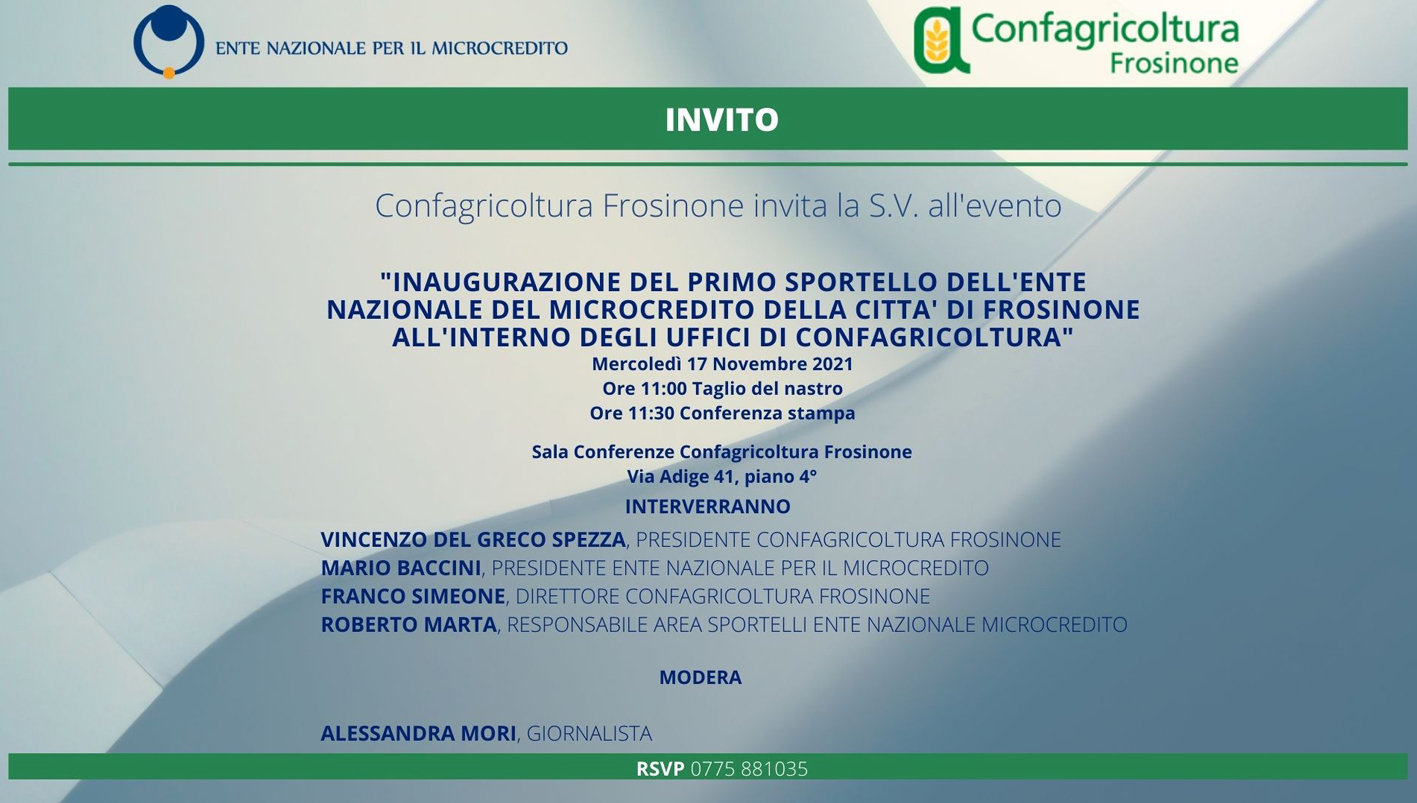 Confagricoltura Frosinone, apertura sportello unico dell’Ente Nazionale per il Microcredito 01