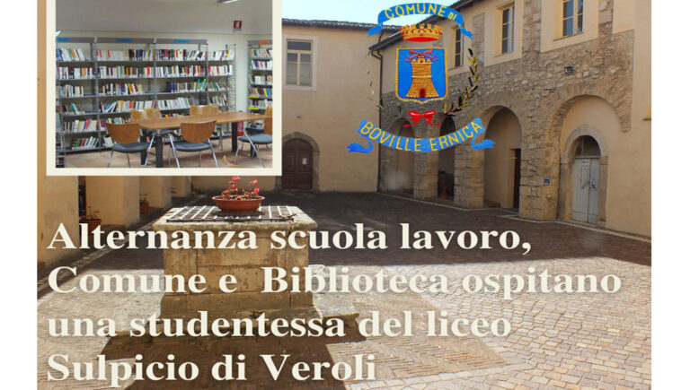 Boville Ernica – Alternanza scuola-lavoro, il Comune ospita una studentessa del Liceo Sulpicio di Veroli
