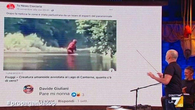 Creatura umanoide al lago di Canterno, ‘Tu News’ su La7 nel mirino di ‘Propaganda Live’ [IL VIDEO]