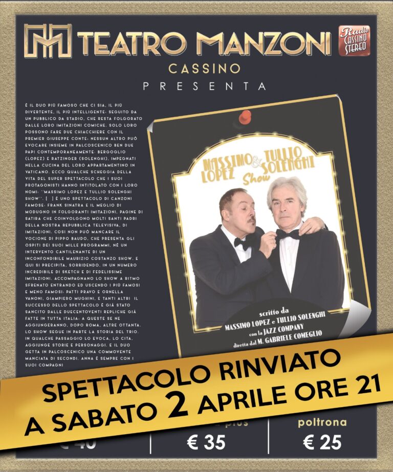Teatro Manzoni, Massimo Lopez positivo al Covid: rinviato lo spettacolo