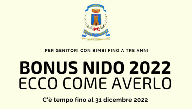 Boville Ernica – Torna il Bonus Nido 2022 per le famiglie con figli di età fino a tre anni