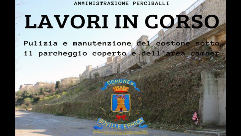 Boville Ernica – Manutenzione del centro storico: operazioni di pulizia sul costone fra il parcheggio coperto e l’area camper