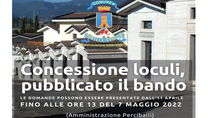 Boville Ernica – Cimitero, pubblicato il bando per la concessione dei loculi