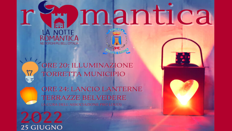 Boville Ernica – Al via la settima edizione della “Notte Romantica”: largo ai sentimentali e agli innamorati domani nel centro storico
