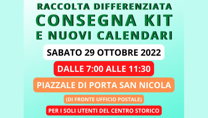 Boville Ernica – Raccolta differenziata, sabato 29 ottobre la distribuzione dei kit nel centro storico