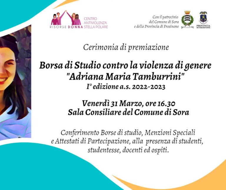 Borsa di Studio “Adriana Maria Tamburrini”, il 31 marzo cerimonia di premiazione