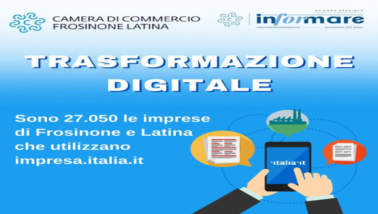 Camera di Commercio – Trasformazione digitale: sono 27.050 le imprese di Frosinone e Latina che utilizzano impresa.italia.it