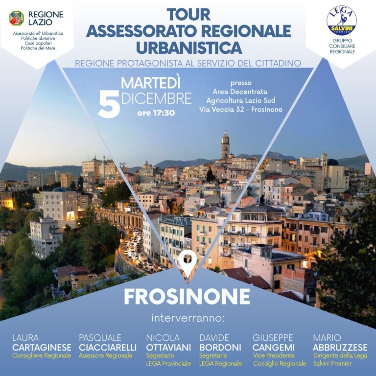Parte da Frosinone il tour dell’assessorato regionale all’Urbanistica. Ciacciarelli: “Portiamo la Regione sui territori”