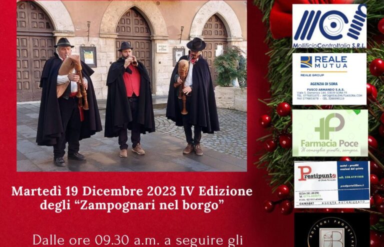 Monte San Giovanni campano – Il 19 Dicembre si terrà la quarta edizione de “Gli zampognari nel borgo”