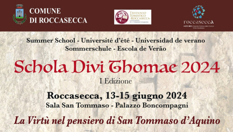 Roccasecca – Una scuola estiva per approfondire il pensiero di San Tommaso d’Aquino