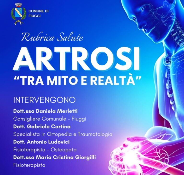 Fiuggi, il Comune spinge la ‘Rubrica Salute’: “Artrosi – Tra mito e realtà’ è il tema del secondo appuntamento