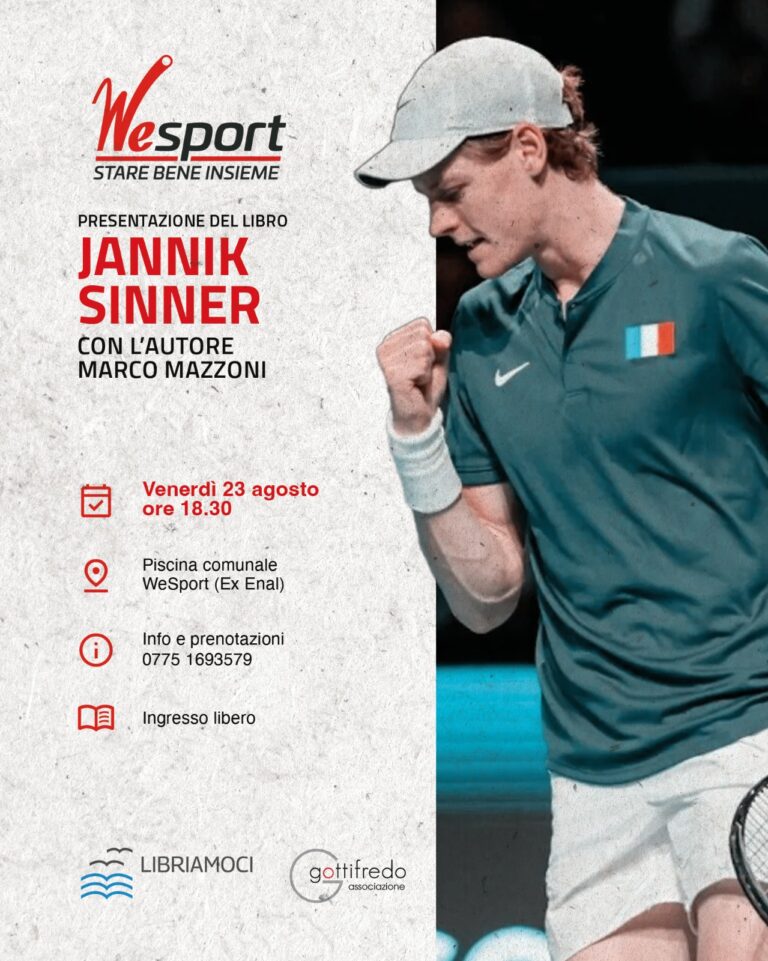 WeSport – Libriamoci: domani sera appuntamento dedicato a Jannik Sinner