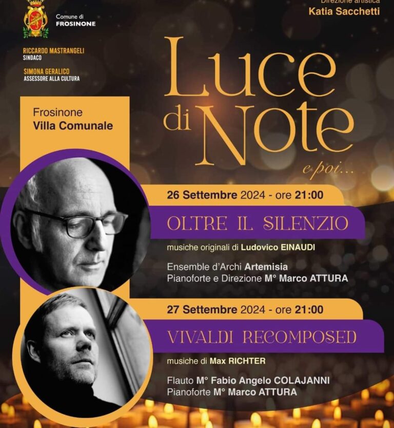 Frosinone, “Luce di note e poi…” alla Villa comunale: due serate all’insegna della grande musica