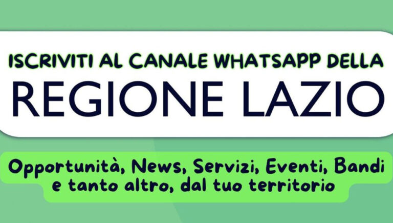 Regione Lazio, è online il canale ufficiale WhatsApp