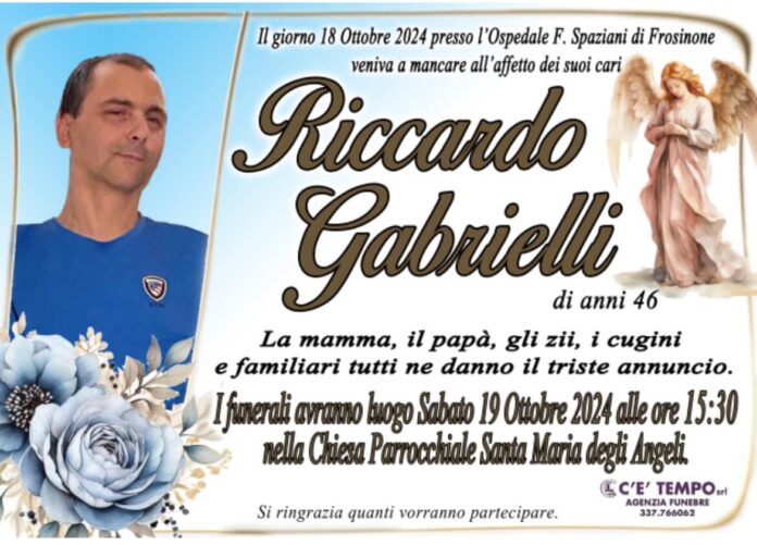 riccardo gabrieli frosinone morte prematura riccardo gabrieli frosinone morte prematura