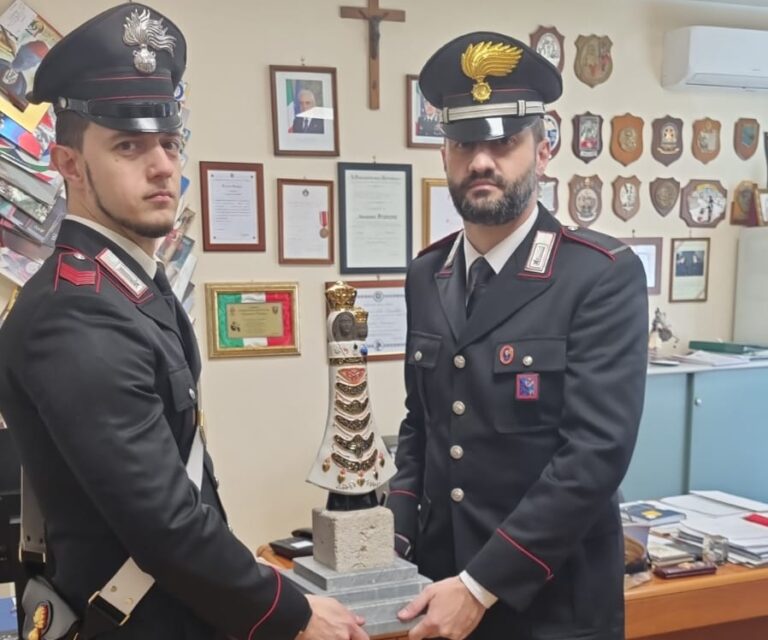 Boville – I carabinieri ritrovano la statua della Madonna di Loreto che era stata rubata