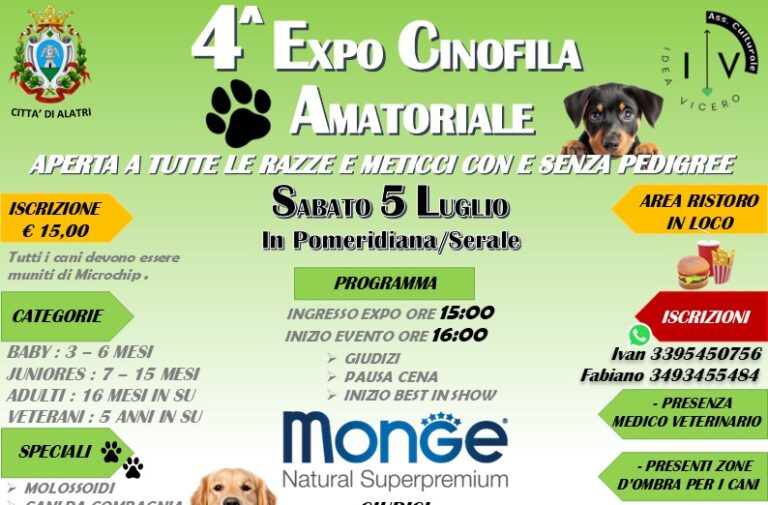 Alatri – Tutto pronto per la Quarta Esposizione Cinofila Amatoriale: microchip gratuito per i cani