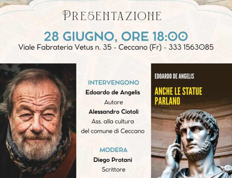 Ceccano: sabato 28 Giugno il cantautore Edoardo de Angelis ospite con il suo libro da Sinestesia