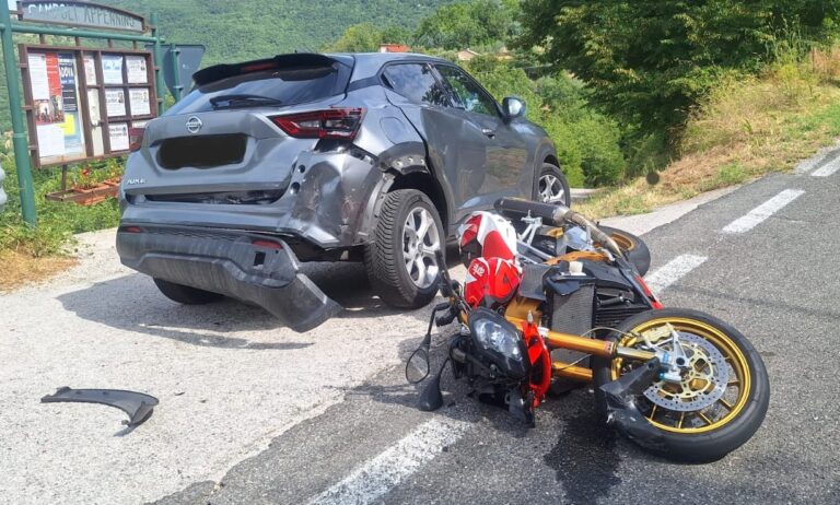 Scontro tra auto e moto sulla statale 666 di Sora, centauro ferito