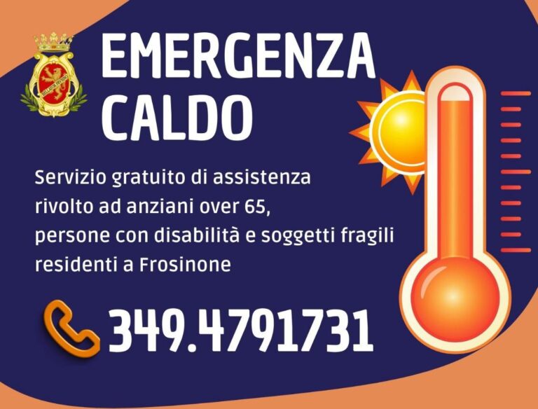Frosinone, servizio “Emergenza Caldo”: assistenza gratuita per anziani e persone fragili