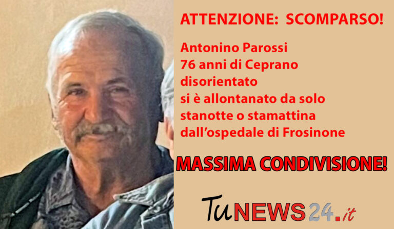 antonino parossi ceprano scomparso ospedale frosinone condividere