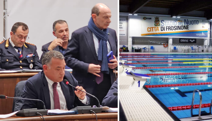 stadio del nuoto frosinone sindaco mastrangeli assessore retrosi dirigente viscogliosi