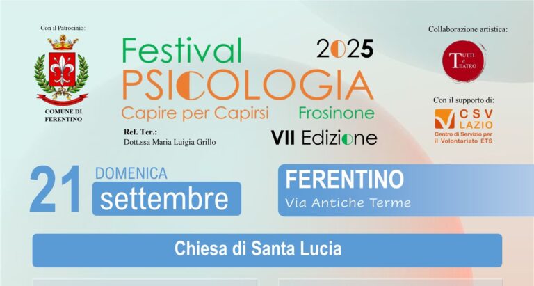 Ferentino ospita il “Festival della Psicologia Frosinone – Capire per Capirsi” Il programma