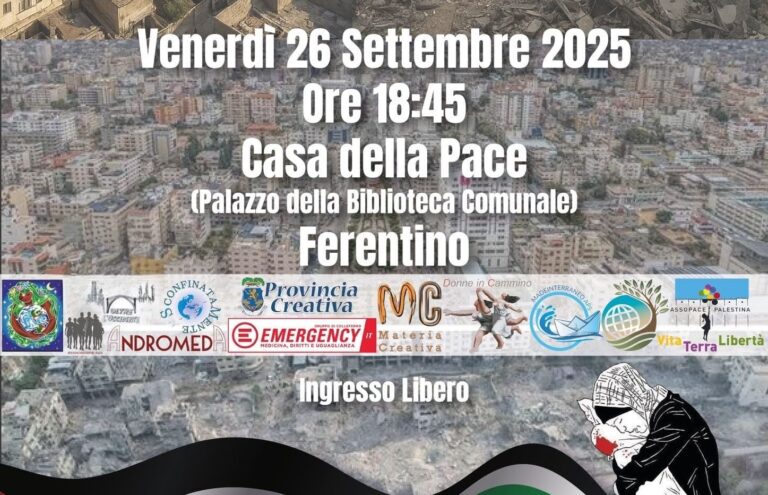 Nasce il coordinamento spontaneo cittadino Ferentino per la Palestina
