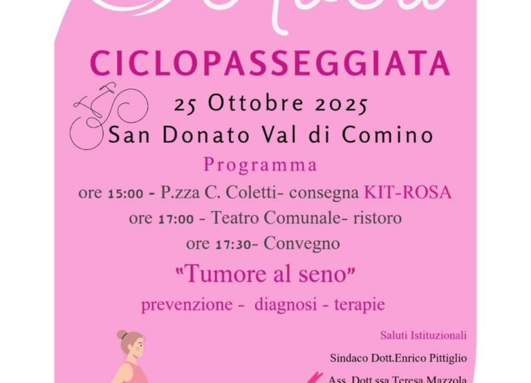 San Donato Val Di Comino si tinge di rosa: ciclopasseggiata e convegno per la prevenzione del tumore al seno