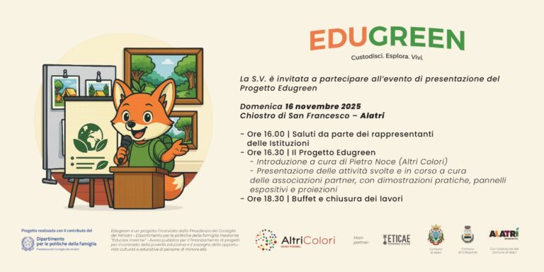 Alatri, al Chiostro di San Francesco la mostra-evento “Edugreen”: natura, cultura e partecipazione per crescere insieme