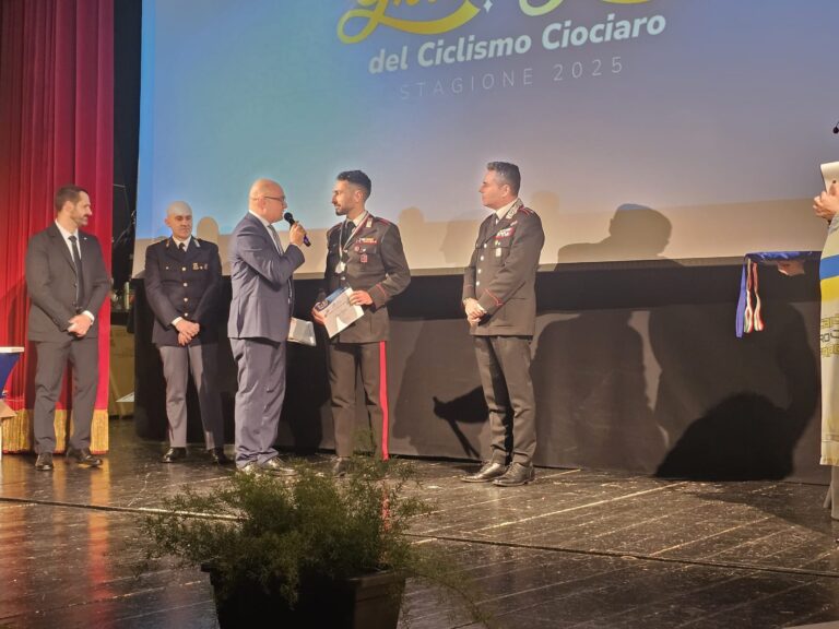 Fiuggi, al Gran Galà del Ciclismo Ciociaro premiato il carabiniere campione Antonio Esposito
