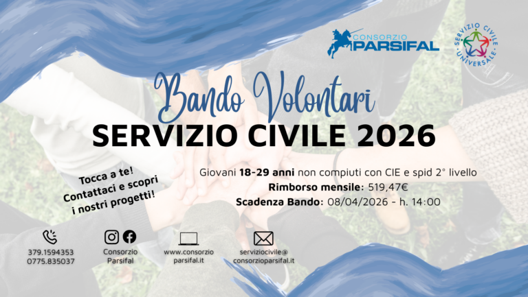 Costruttori di Speranza: 35 posti per il Servizio Civile in provincia di Frosinone con il Consorzio Parsifal