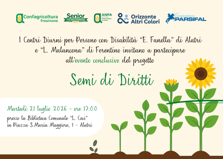 Alatri, il 21 luglio l’evento conclusivo del progetto “Semi di Diritti”